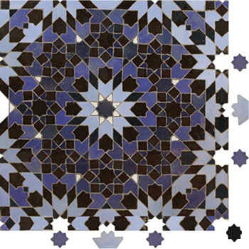 Mosaic House Moroccan tile Batha 3-15-6-2-1 Midnight Blue Cobalt Blue Black Light Blue White  zellige, mosaic, zellij, field, pattern, glaze, classic, stars, intricate 